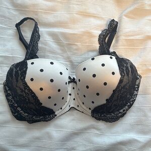 Victoria's Secret Lace Polka Dot Bra - Black & White 36D